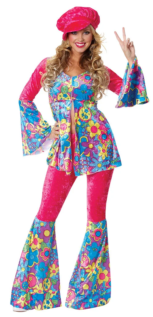Flower Power Hippie Adult Costume 1 Flower Power Hippie Adult Costume